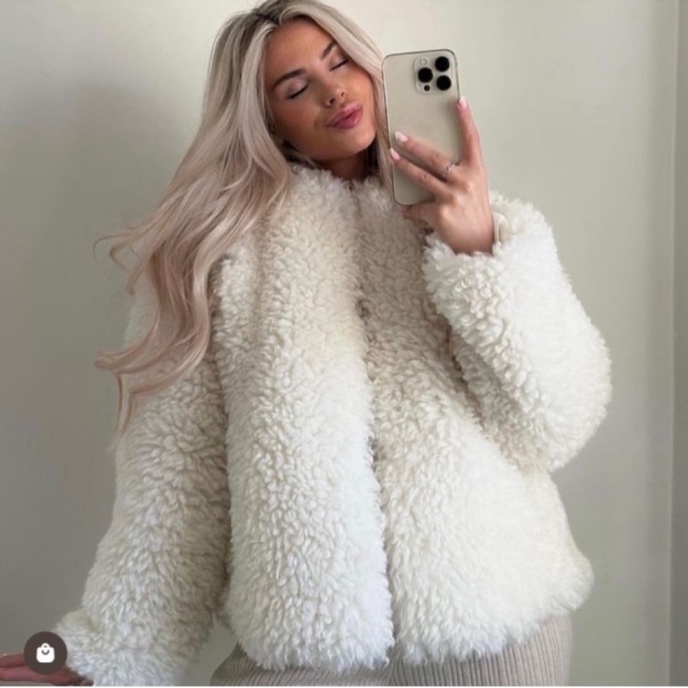 Zara Cream Teddy Jacket - Picture 3 of 12
